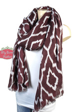 NOVELTY scarf Shawl stole cashmere burgundy red gray T84 