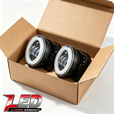 2*For 2007-2013 GMC Sierra 1500 2500 3500 4''INCH Round LED Bumper Fog Lights DRL