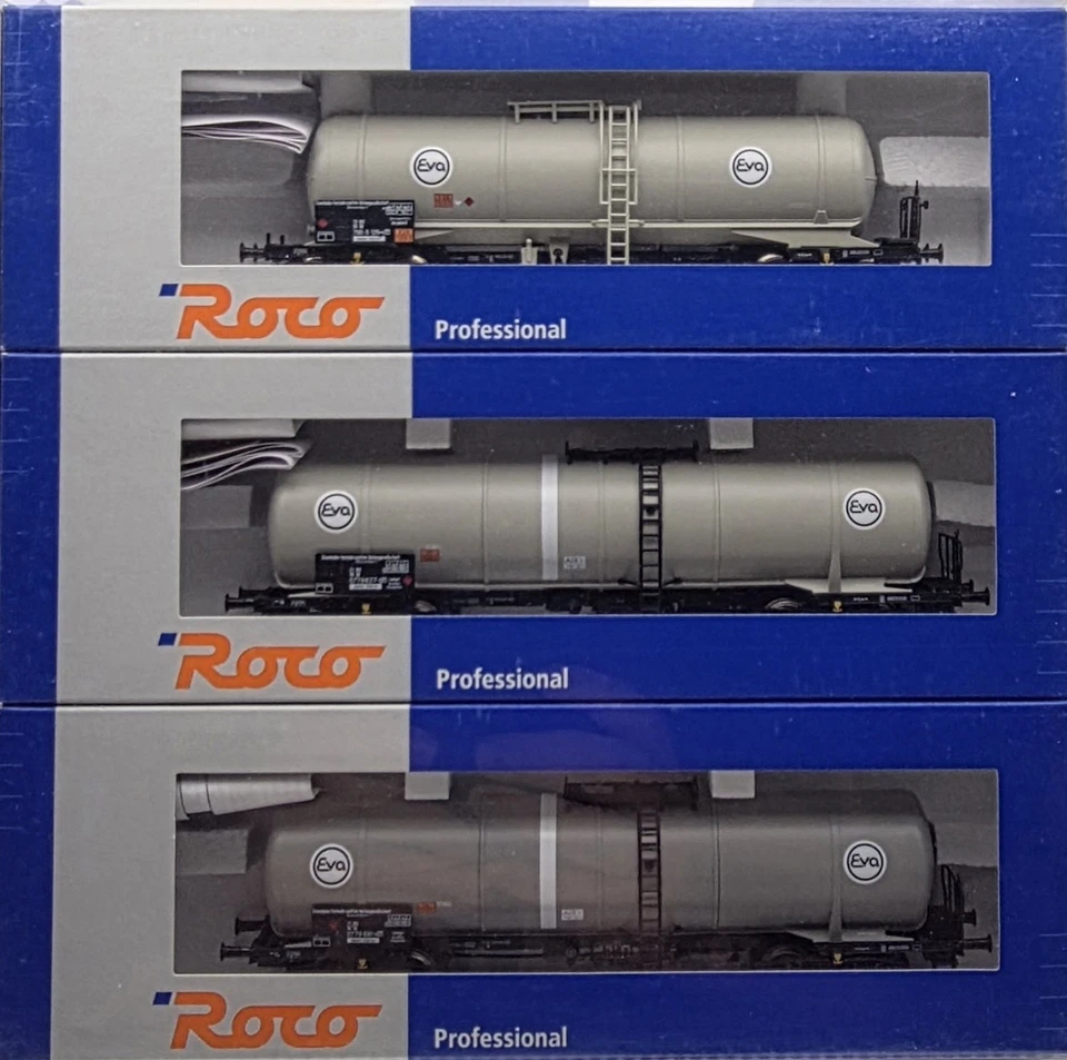 Roco H0 45987 3tlg. Kesselwagen Set "Eva" DB UNBESPIELT NEU TOP ZUSTAND m.OVP 
