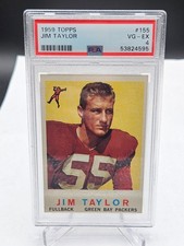 1959 Jim Taylor Rookie Card Topps #155 Green Bay Packers PSA 4 VG - EX HOF RC