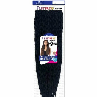 Freetress Braid 3X Individual Box Braid 22''   3 Bundle Pack