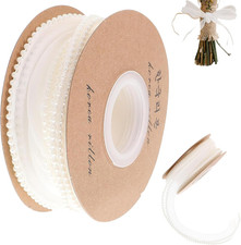 Pearl Ribbon: White Beads Trims Organza Ribbon Craft for Floral Bouquets Gift Wr