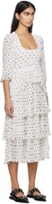 GANNI Pleated Georgette Midi Dress | Tiered Ruffle Smocked Gown