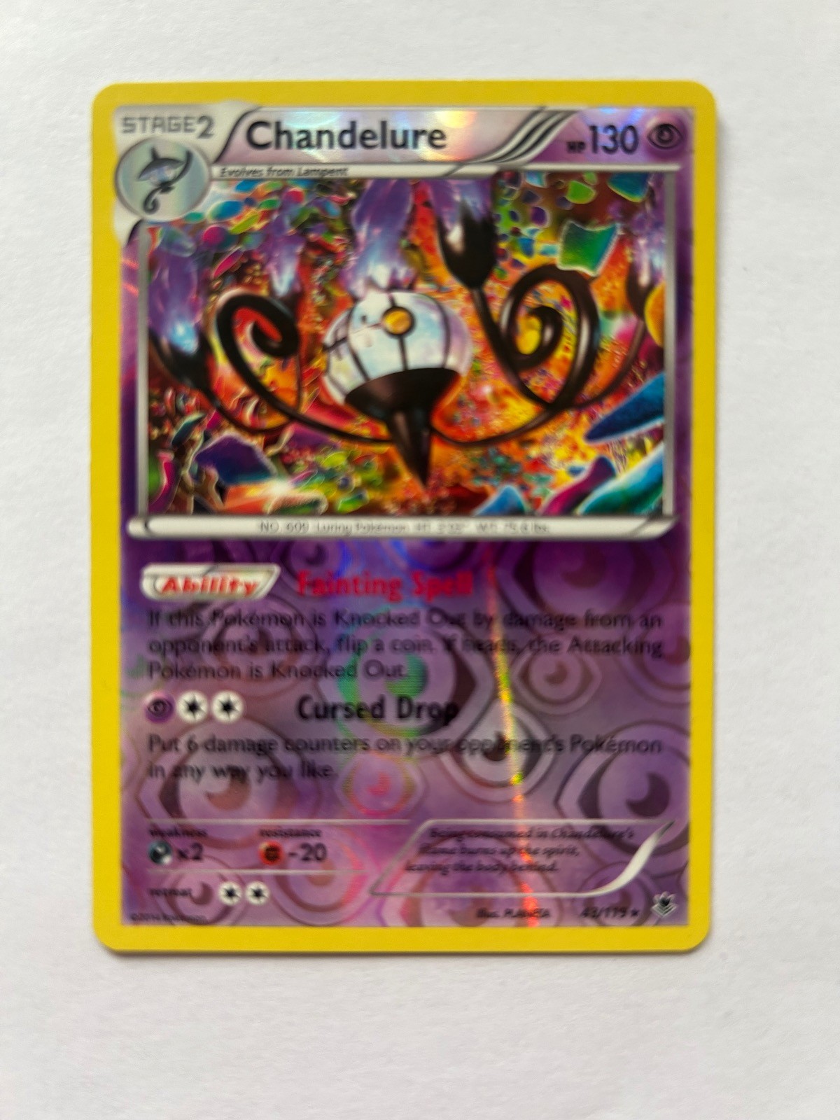 Chandelure 43/119 Rare Phantom Forces Pokemon Reverse Holo Near Mint