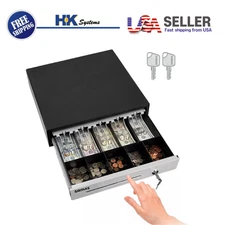 16" Heavy Duty Black Manual Push Open Cash Drawer, 5B5C