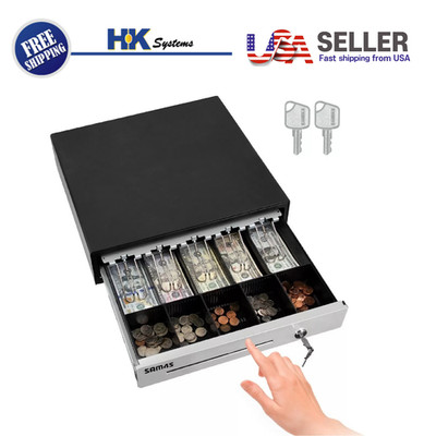 16'' Heavy Duty Black Manual Push Open Cash Drawer, 5B5C