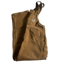 Vtg Carhartt Double Knee Duck Bib Overalls 38 X 30 28 Brown Union READ