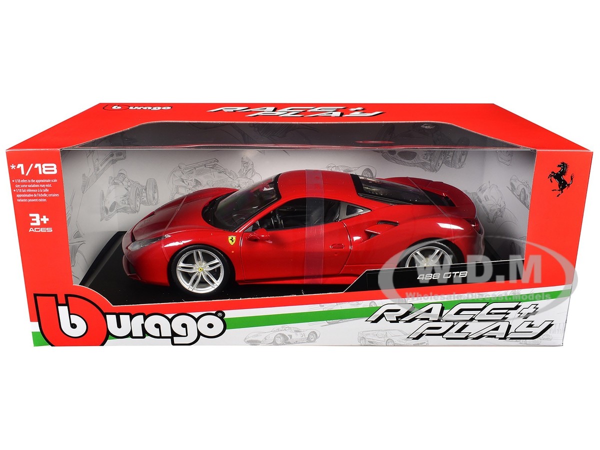 FERRARI 488 GTB RED 1/18 DIECAST MODEL CAR BY BBURAGO 16008 | eBay