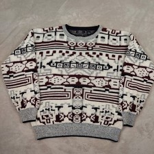 Vintage Expressions Sweater Mens Large Crewneck Abstract Aztec Cosby 80s 90s