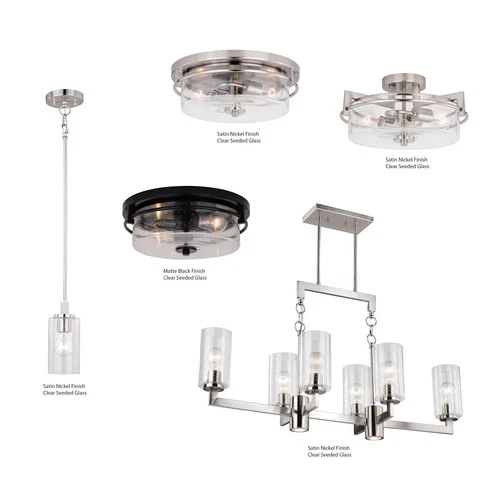 Vaxcel Lighting C0170 Addison 2 Light 15"W Semi-Flush Drum - Nickel - Picture 2 of 12