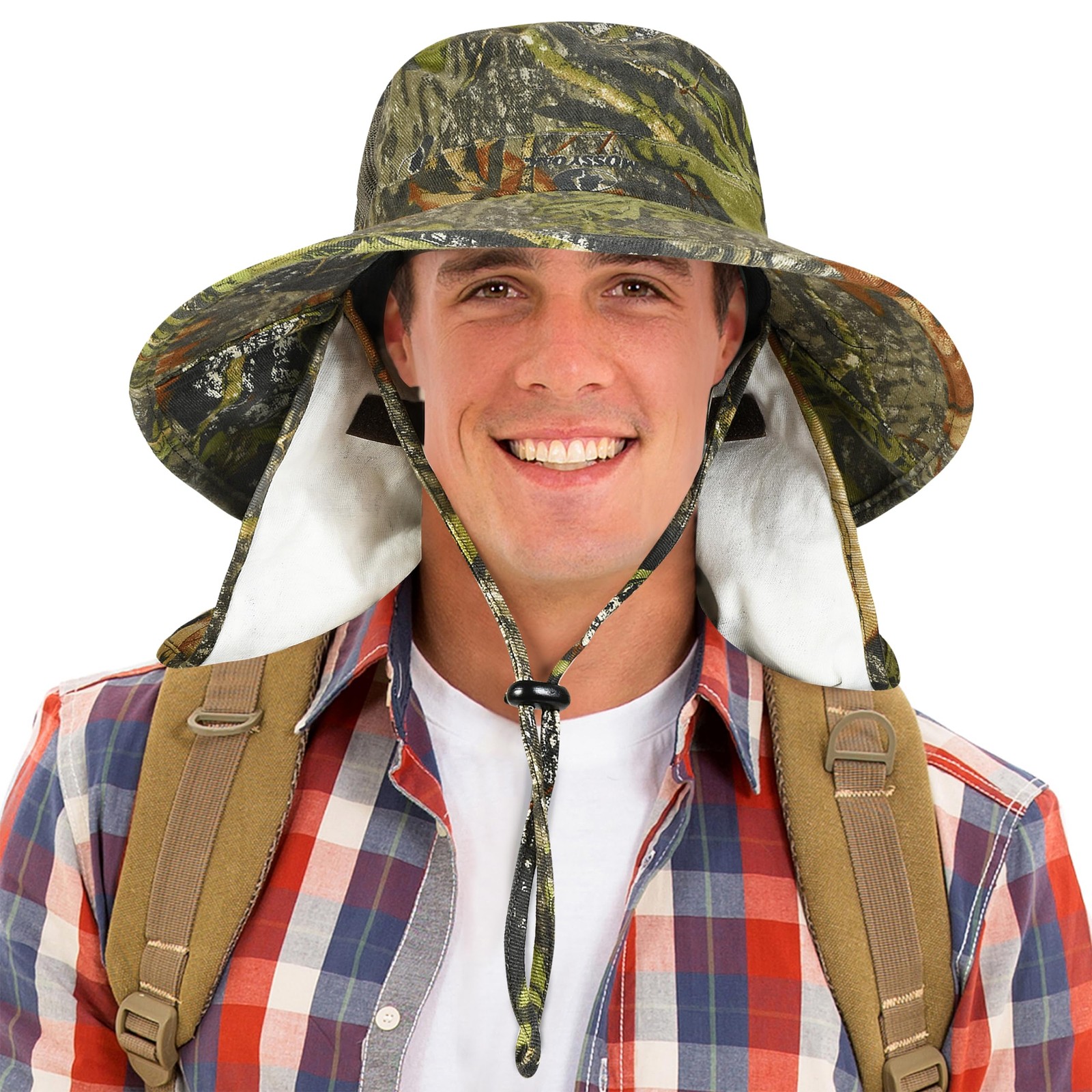 Men's Wide Brim Sun Hat with Neck Flap for Fishing & Hiking