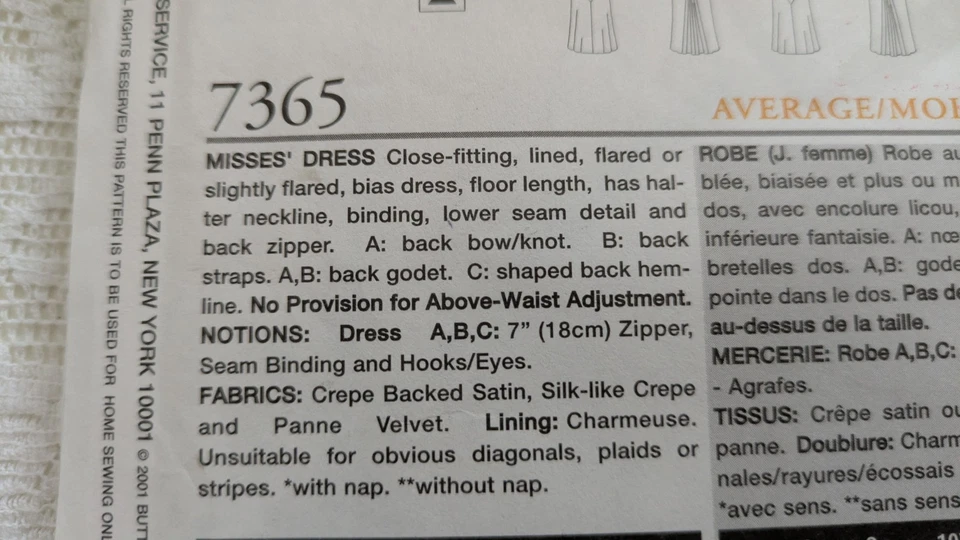 Vintage Vogue Bias Cut Halter Neck Evening Dress Pattern 7365 - Image 4 of 4