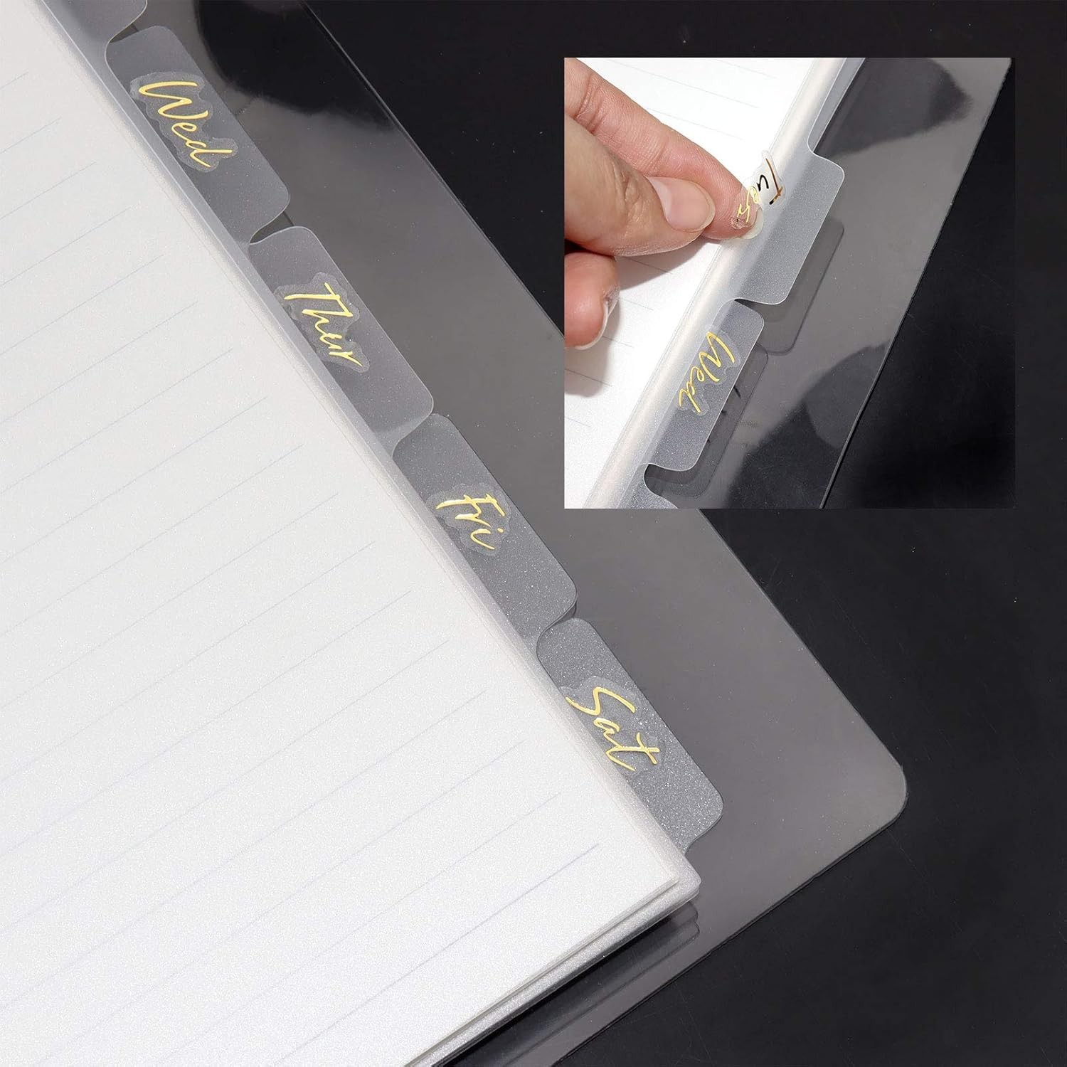 A5 Binder Dividers,6 Tab Transparent Index Dividers, 6 Holes Clear 