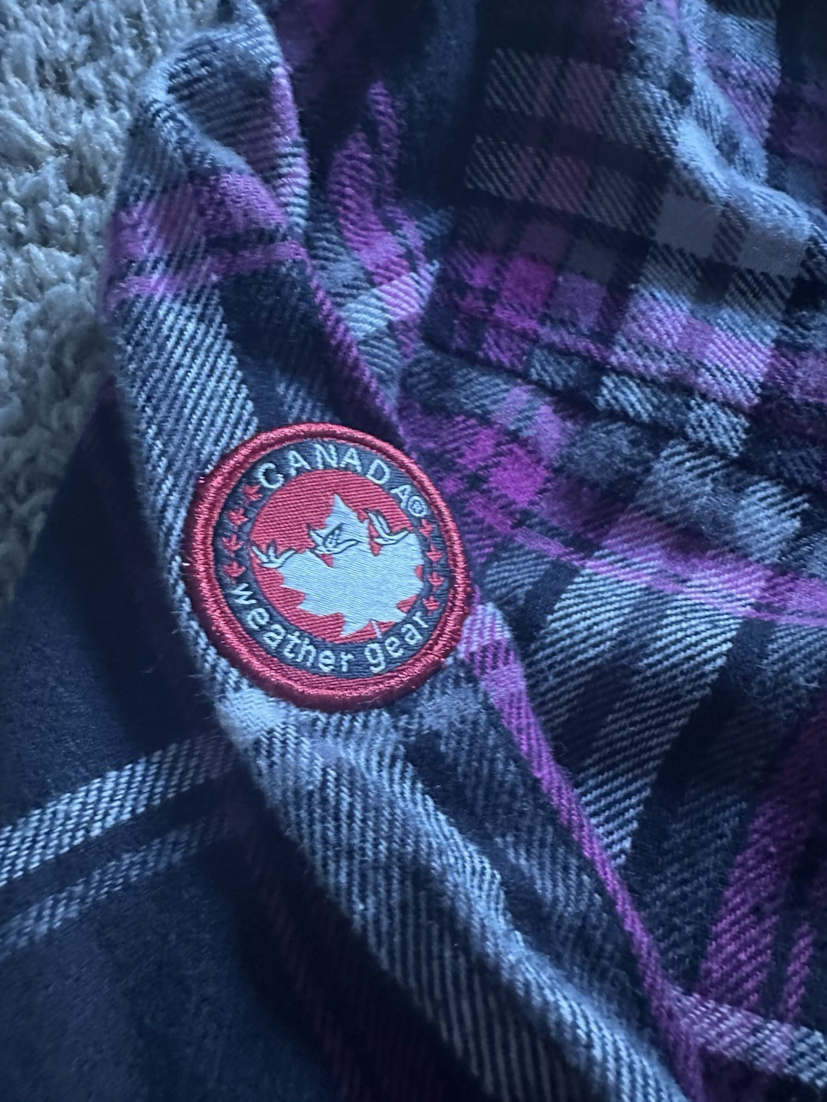 Canda Weather Gear Girl Plaid Flannel purple black Button up long sleeve Small image 6
