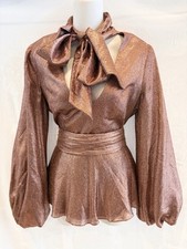 ZIMMERMANN Metallic Rose Gold Copper Tunic Top 1 S Neck Tie & Belted $500