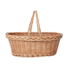 Wicker Picnic Basket with Handle, Natural Large Empty Basket Cheap Easter Egg...