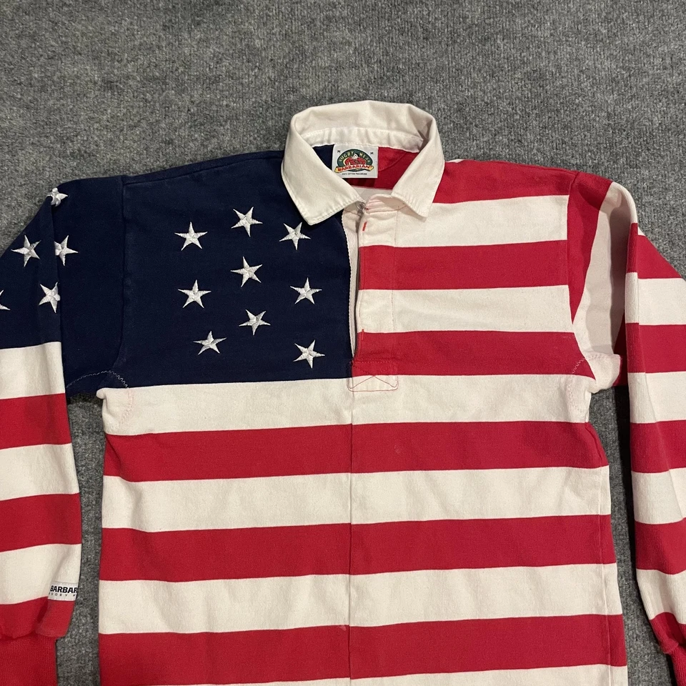 Camisa de Rugby Bárbaro Para Hombres M Bandera Americana Estrellas Rayas Manga Larga Foto 3 de 4