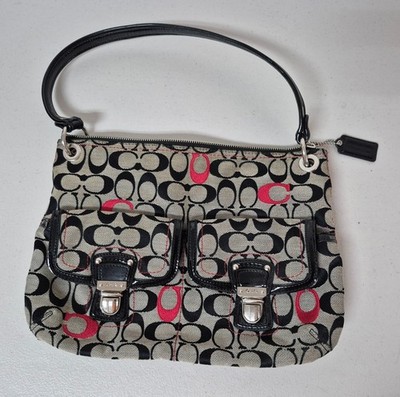 Authentic COACH #21186 Handbag Signature Print Cs Front Pockets