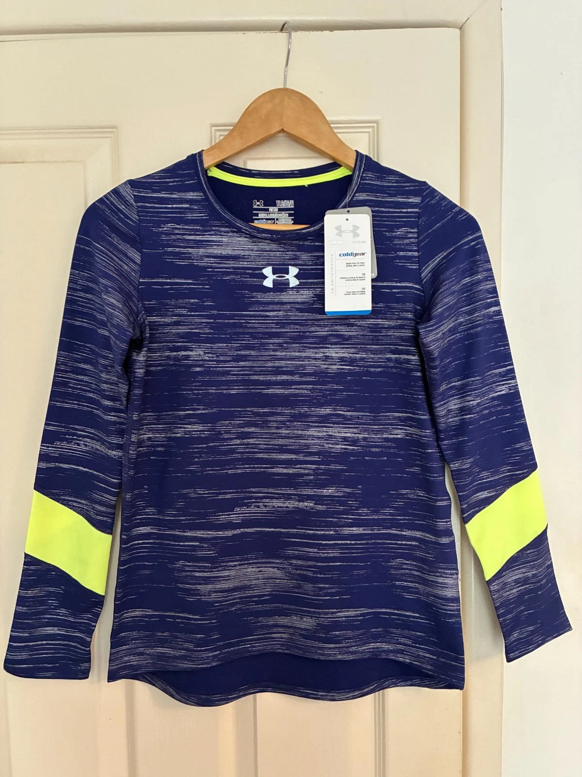 NWT UNDER ARMOUR ColdGear Blue & Grey Fitted Base Layer Top, Youth, Women's 8-10