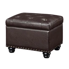 Dark Espresso Storage Ottoman 24X18 Inch Button Tufted Stylish Versatile Furn...