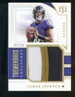 2022 National Treasures Holo Gold Lamar Jackson Player Worn 3-Color Patch /10