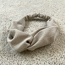 Beige Solid Fabric Twist Elastic Headband Hair Accessory Classic Casual