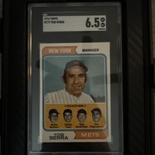 1974 Topps #179 Yogi Berra (New York Mets Manager card) SGC 6.5