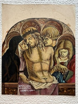CARLO CRIVELLI painting drawing on old paper signed stamped