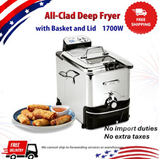 All-Clad 1700W Electric Deep Fryer Stainless Steel with Basket Lid Dishwasher