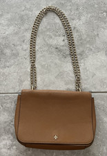Tory Burch Emerson Adjustable Saffiano Leather Crossbody Chain Bag Purse Brown