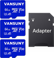 Micro SD Card 64GB 3 Pack Microsdxc Memory Card with SD Adapter A1 App Performan