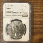 1923 Peace Silver Dollar MS61 NGC