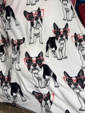 French Bulldog/Boston Terrier Pink Sunglasses Throw Blanket 61 46