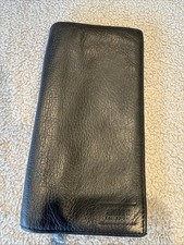 Preowned Giorgio Armani Long Bifold Wallet-8 Card Slots-Zipper Inside-Metal Tab