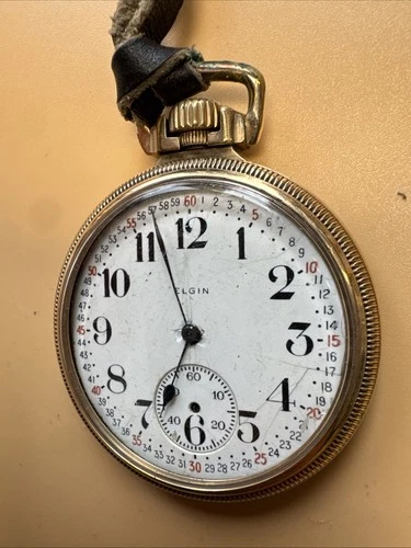 Vintage 1928 Elgin 15J Pocket Watch  10k GF Keystone 313 Model 7 NOT RUNNING