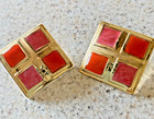 JUST IN TIME FOR AUTUMN - VINTAGE ORANGE & GOLD TONE PIERCED EARRINGS — photo 3