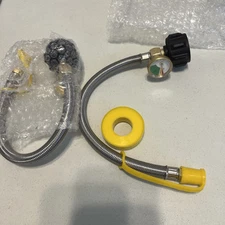 LONGADS 15 Inch (Packs of 2) RV Propane Hoses with Gauge, Stainless Steel Braide