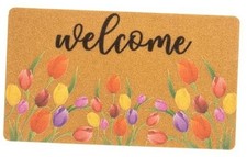 Spring Welcome Door-Mats Floral Coir Doormats - 30"x17"Non Slip Red Flower