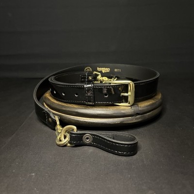Boston Leather Sam Browne Shoulder Strap Black Hi-Gloss Brass Rings Model 6511
