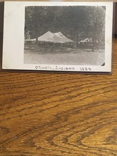 Otwell Indiana 1884 Postcard Summer Camp Big Top Boy & Girl Pike County RPPC