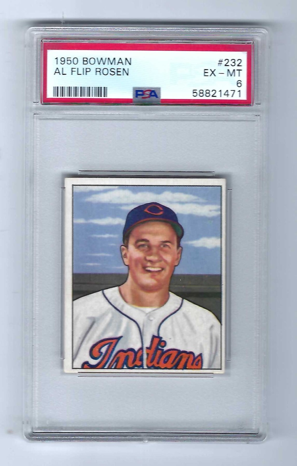 1950 Bowman #232 Al Flip Rosen Indians RC PSA 6 EX-MT