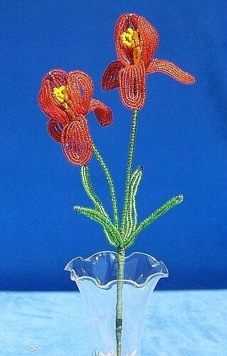Vintage Französischer Blumenstrauß Glasperlen Orange Iris - Bild 1 von 1