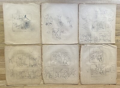 KARL KNATHS 6 Six Original Modernist Drawings Rural Scenes LISTED