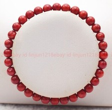 Genuine 100 Natural 6mm Red Coral Gemstone Round Beads Stretch Bracelet 7.5in