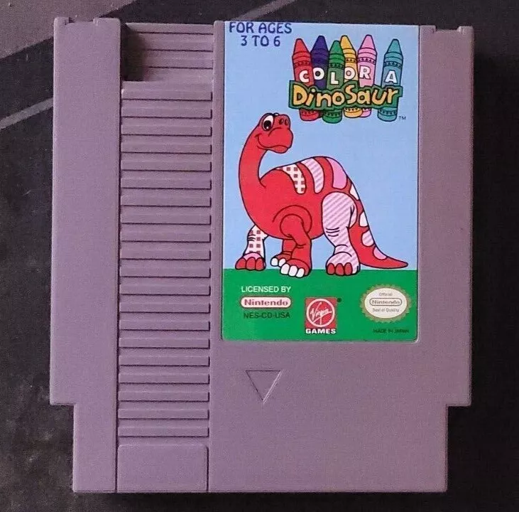 NINTENDO NES VIDEO GAME CARTRIDGE COLOR A DINOSAUR RARE CART VIRGIN GAMES