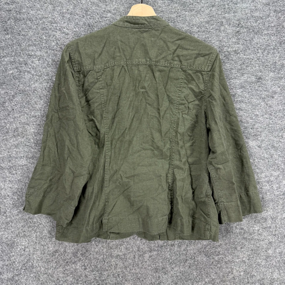 Christopher & Banks Jacket Women L Large Gray Button Up Long Sleeve Linen - Image 2 of 4