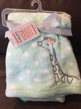 New Carters Just One You Giraffe Baby Blanket Green Gray White Heart
