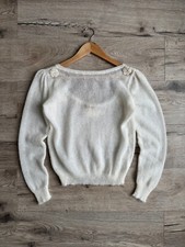 Antonella Tricot 70s Mohair Fuzzy Wide Neckline Sweater Vintage