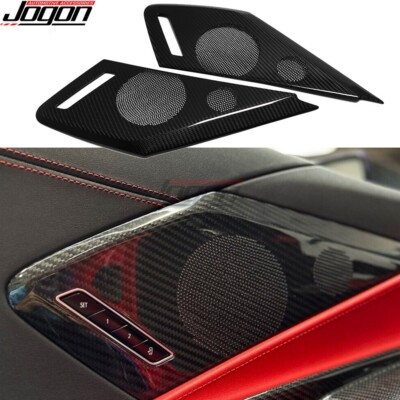 Pair Carbon Fiber Side Door Speaker Covers For Corvette C8 Z06 Z07 Z51 E-Ray 20+