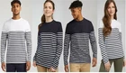 Front Row Mens Crew Neck Long Sleeve Breton Striped T-Shirt Unisex T Shirt Top